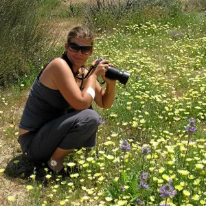 Near jct of Soda Lake and road to Padrones Spring. Heather Wenhau, cream cups
