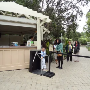 Visitors at Entrance kiosk, National Public Gardens Day 2012, SBBG