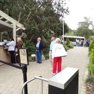 Visitors at Entrance kiosk, National Public Gardens Day 2012, SBBG
