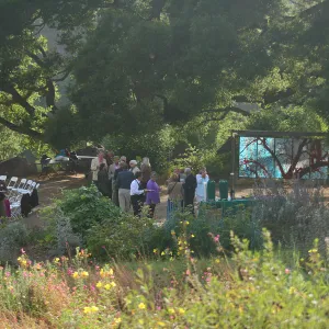 stained glass art exhibit, under the Meadow Oaks. Rose and Nightingale concert in the Garden event
