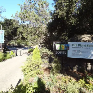 Fall Plant Sale banner, entrance boulders