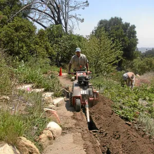 Meadow View Irrigation installation, Manuel using trencher