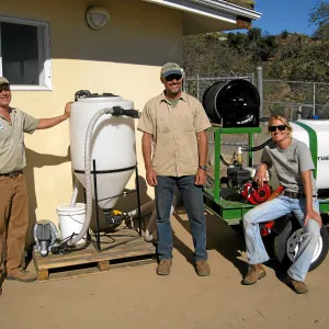 Dave Kershaw, Tony Lee, Leita Lord with new compost tea brewer