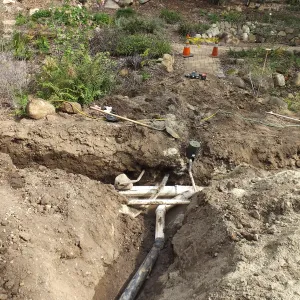 Arroyo sewer line construction