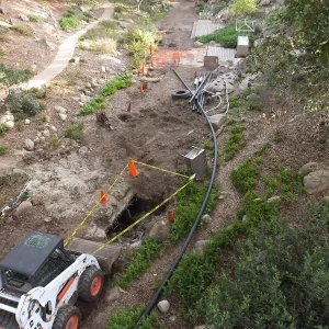 Arroyo Sewer Line Construction, septic tank being abandoned