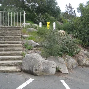 Steps from parking lot to Mission Canyon Rd