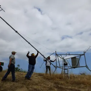 Raising mast after replacing wind sensors on the RAWS station