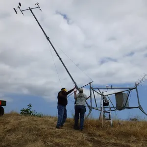 Raising mast after replacing wind sensors on the RAWS station