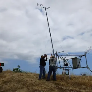 Raising mast after replacing wind sensors on the RAWS station