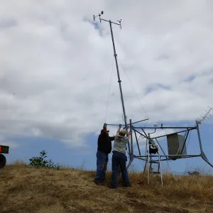 Raising mast after replacing wind sensors on the RAWS station