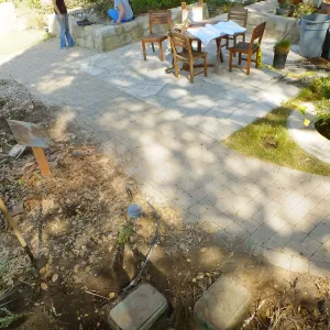 Home Demonstration Garden Renovation, first day of demolition work, irrigation box