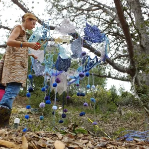 Dormant Dreams Yarn Blast, Rain Funnel Installation