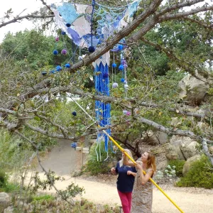 Dormant Dreams Yarn Blast, Rain Funnel Installation