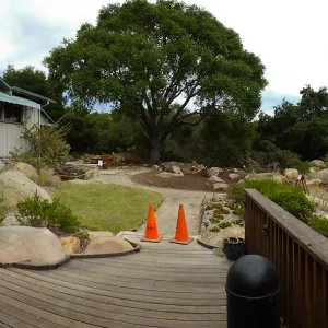 Home Demonstration Garden Renovation, view 26, panorama from deck