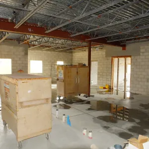 Pritzlaff Conservation Center Construction, looking southeast across first floor common area