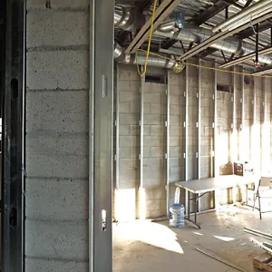 Pritzlaff Conservation Center Construction, panorama at interior entrance to Exhibit Room 