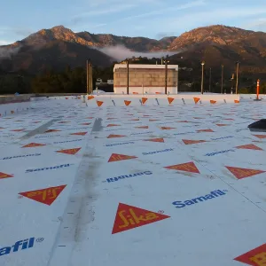 Pritzlaff Conservation Center Construction, looking north across roof, temporary waterproofing