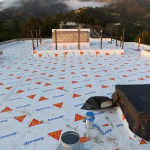 Pritzlaff Conservation Center Construction, looking north across roof, temporary waterproofing