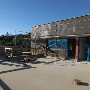 Pritzlaff Conservation Center Construction, looking northwest across deck