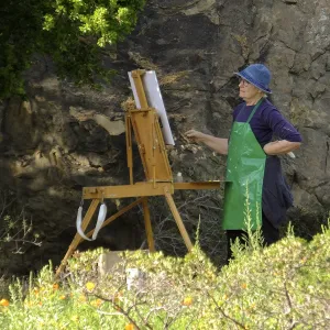 Artist painting next to the Blaksley Boulder
