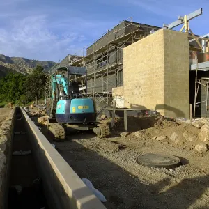 Pritzlaff Conservation Center construction, rill and west face