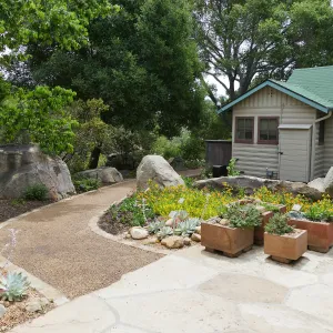 Home Demonstration Garden Renovation, view 3, north side of Cottage