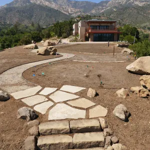 Island View Garden Installation, view looking northeast from south steps