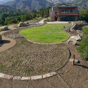 Island View Garden Installation, view looking northeast from boulder near south steps