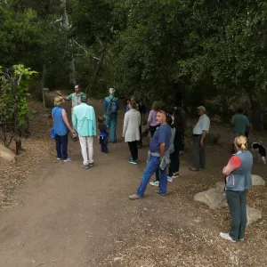 Member Appreciation Month, Full Moon Hike, hikers at Centennial Maze entrance