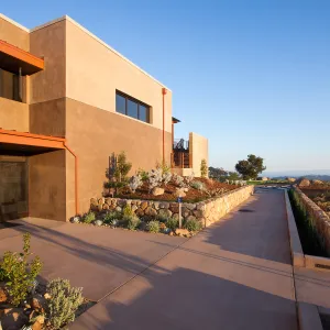 Pritzlaff Conservation Center exterior, entrance and west face looking south