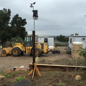 Construction trailers in upper parking lot