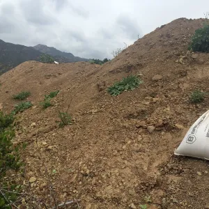 Soil pile, uppper parking lot