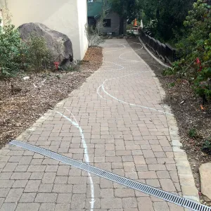 Laying out the path in the Home Demo Garden