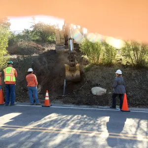 Pritzlaff Conservation Center construction, Installation of sewer line, west slope