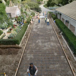 Courtyard renovation, preparing to pour concrete