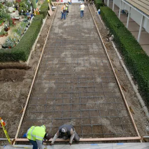 Courtyard renovation, preparing to pour concrete
