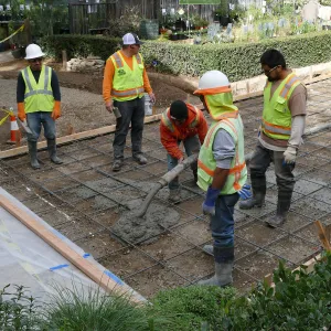Courtyard renovation, pouring concrete