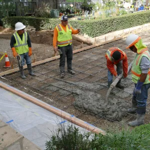Courtyard renovation, pouring concrete