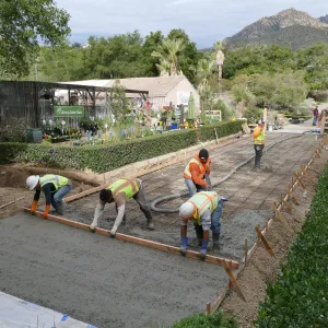 Courtyard renovation, pouring concrete