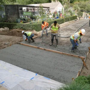 Courtyard renovation, pouring concrete