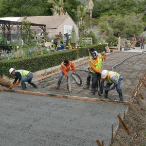 Courtyard renovation, pouring concrete