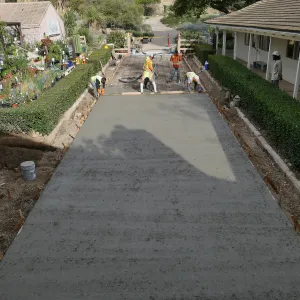 Courtyard renovation, pouring concrete