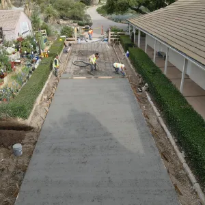 Courtyard renovation, pouring concrete