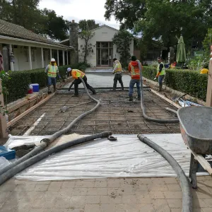 Courtyard renovation, pouring concrete