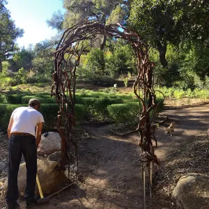 Installation of arch at the Centennial Maze