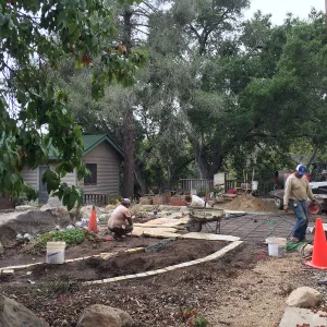 Flagstone area installation, Water Wise Home Garden