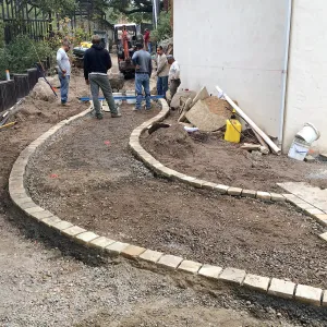 Preparing new path to Cottage and Water Wise Home Garden