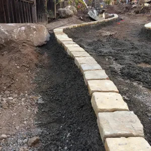 Preparing new path to Cottage and Water Wise Home Garden