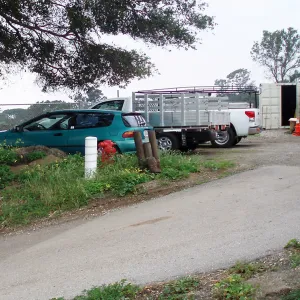 Upper parking area south end looking west