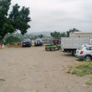 Pritzlaff Conservation Center story poles, view from upper parking area